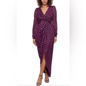 Betsy & Adam Metallic Print Draped Midaxi Dress‎ size 6